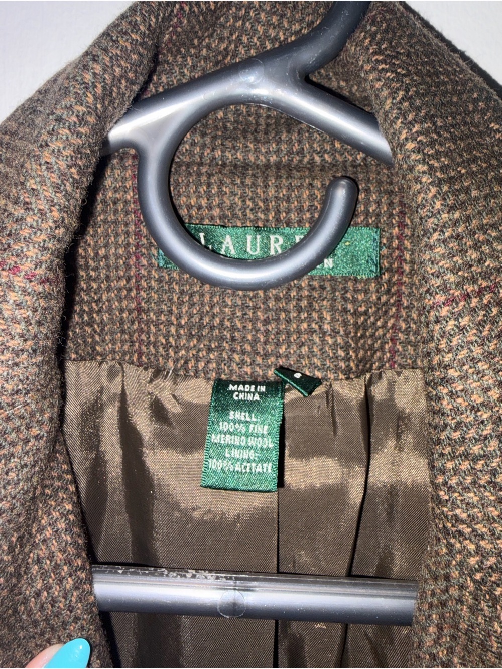 Lauren Ralph Lauren Brown Herringbone Pea Coat